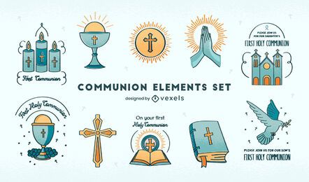 Religion Christianity Communion Set Vector Download