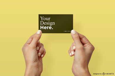 Hands presenting business card mockup