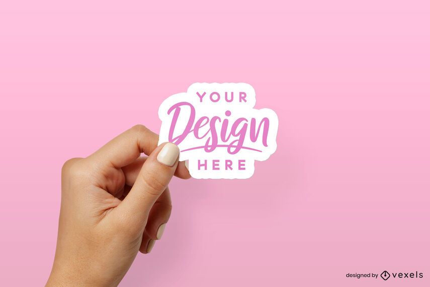 Left hand solid background sticker mockup Left hand solid background sticker mockup