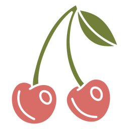 Pair of cherries color cut out Transparent PNG