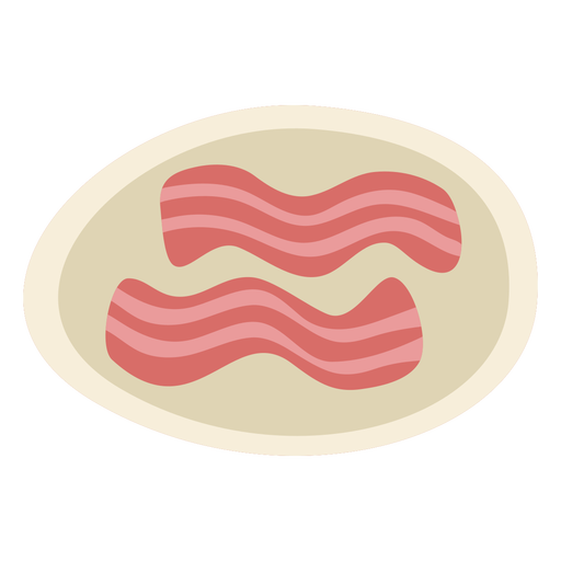 Bacon strips in plate semi flat PNG Design