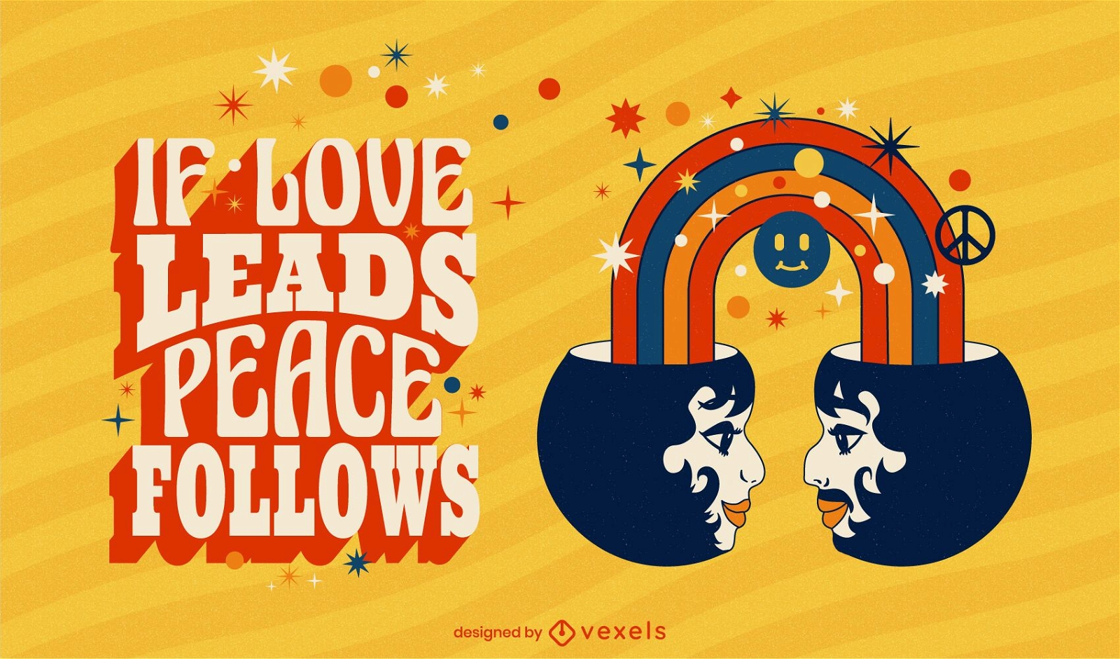 Ilustração de citação de paz e amor