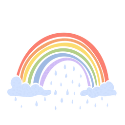 Rainbow and rain flat PNG Design
