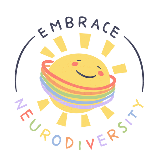 Embrace neurodiversity sun badge PNG Design