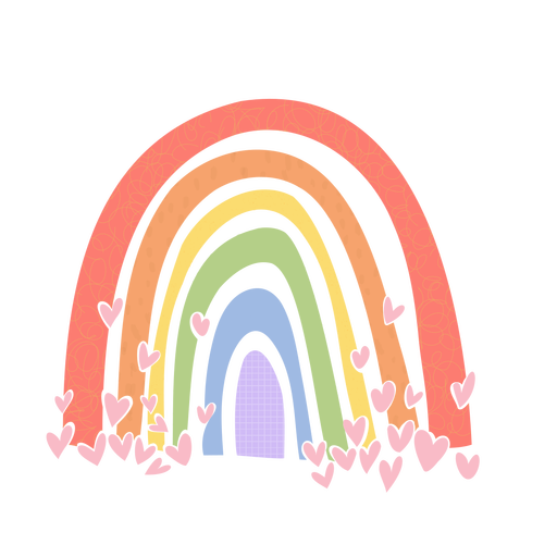 Rainbow and hearts flat PNG Design