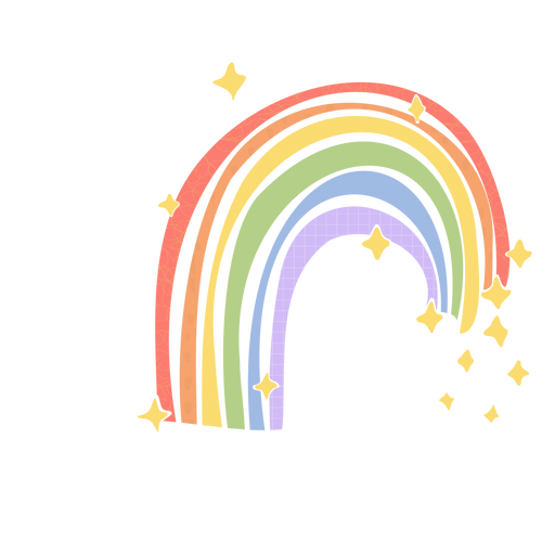 Rainbow with sparkle flat PNG Design
