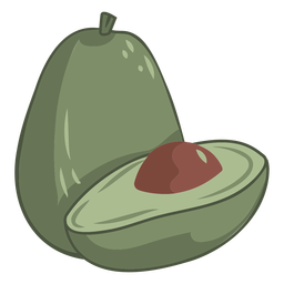 Green avocado fruit color stroke PNG Design