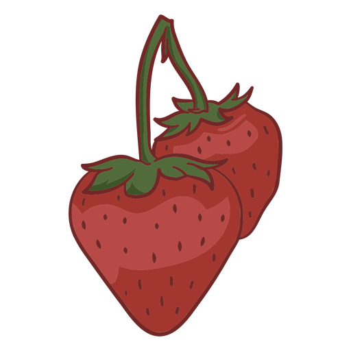 Strawberries in a stem color stroke PNG Design