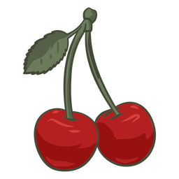 Cherries in a stem color stroke Transparent PNG