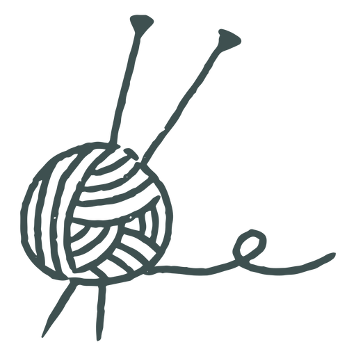 Wool ball and needle stroke PNG Design
