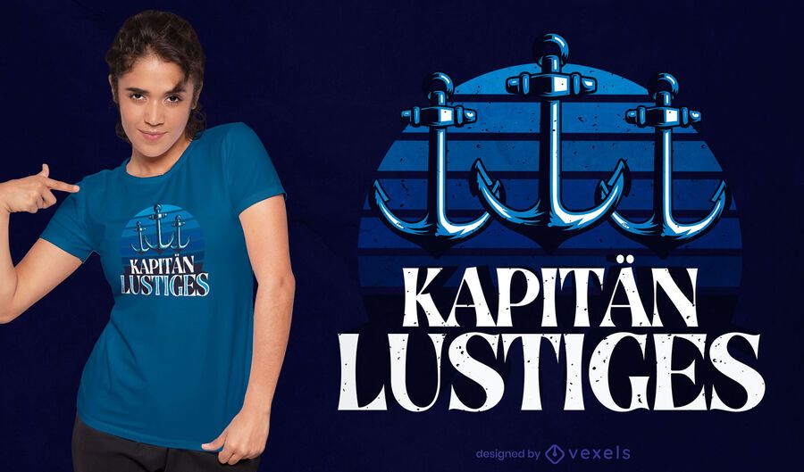 Retro anchor German quote t-shirt design Retro anchor German quote t-shirt design