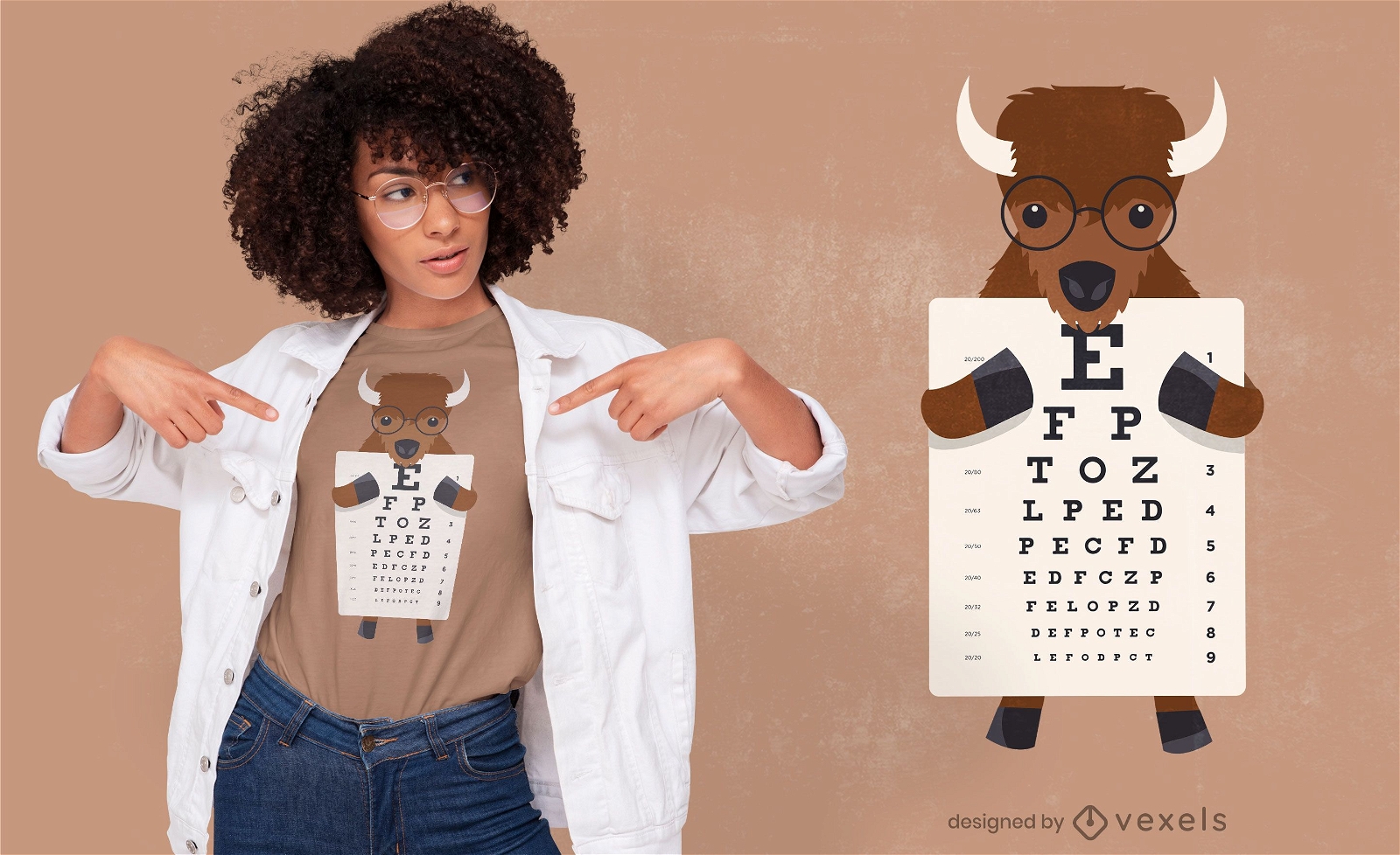 Bison holding eye chart t-shirt design