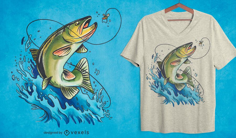 Bass fishing illustration t-shirt design Bass fishing illustration t-shirt design