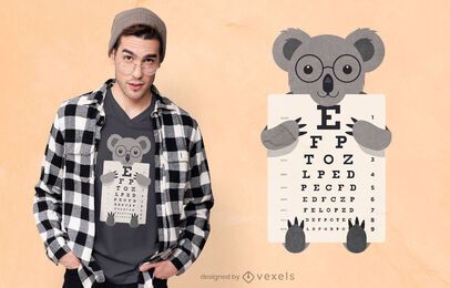 Koala holding eye chart t-shirt design