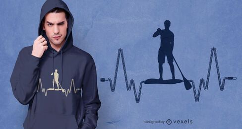 Paddleboard heartbeat t-shirt design