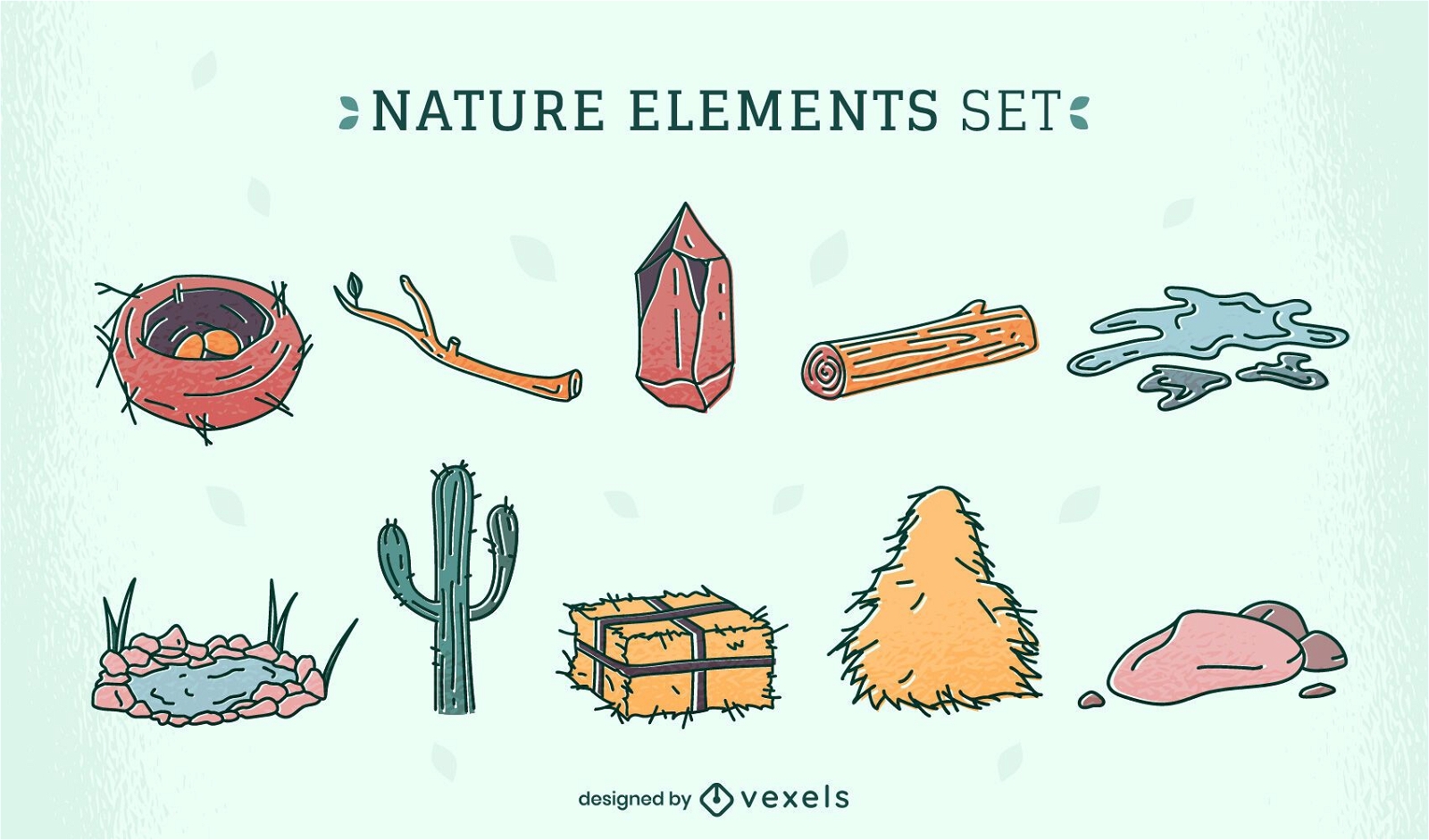 Nature desert elements illustration set