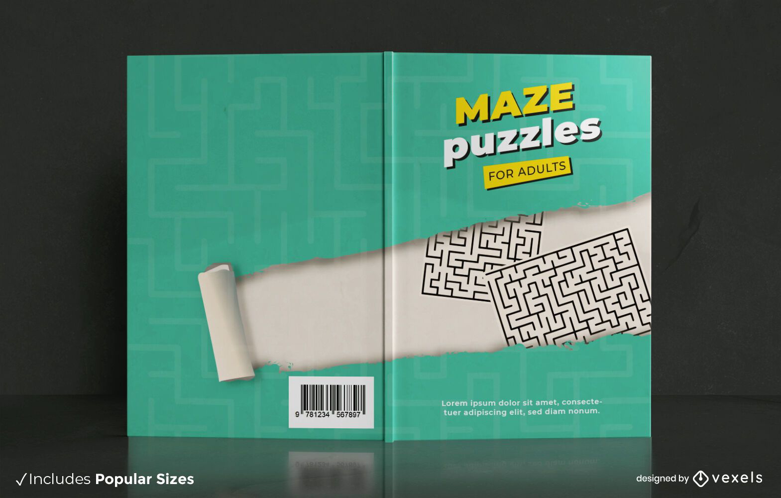 Labirinto quebra-cabeças design de capa de livro para adultos