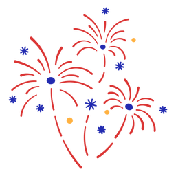 Red fireworks stroke simple PNG Design