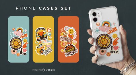 Peace day hippy stickers phone case set Peace day hippy stickers phone case set