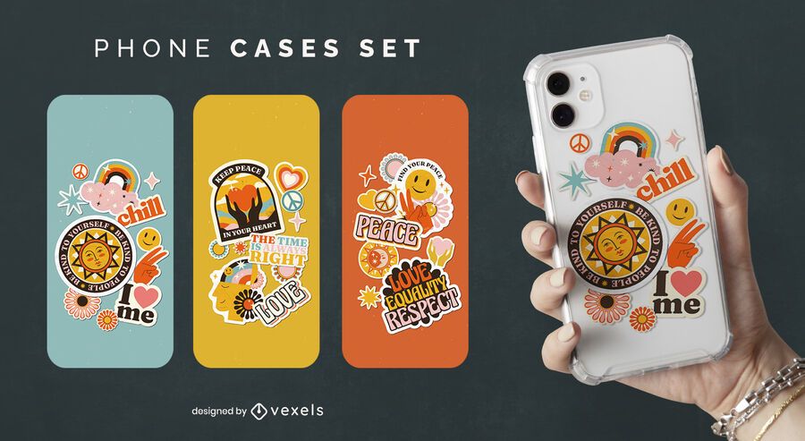 Peace day hippy stickers phone case set Peace day hippy stickers phone case set