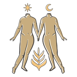 Moon and star human bodies color stroke PNG Design