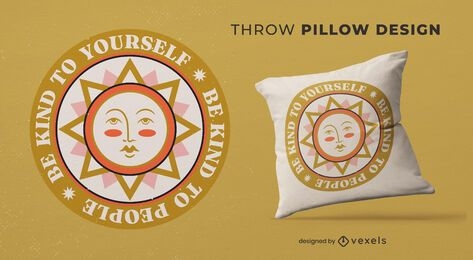 Sun illustration peace day throw pillow 