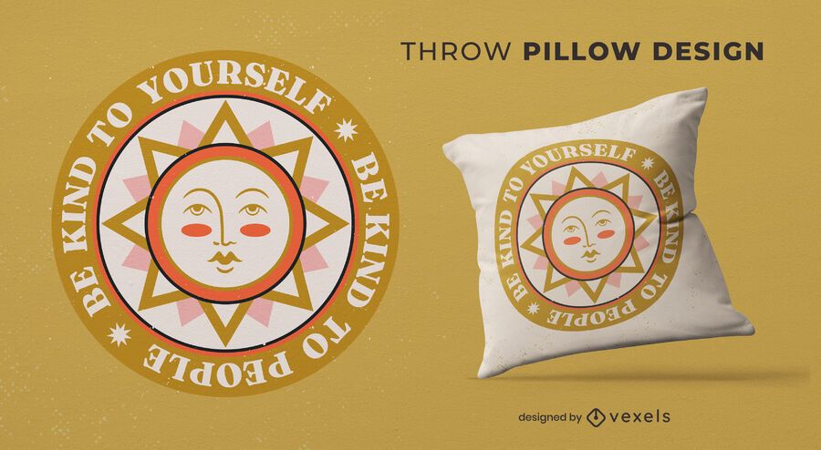 Sun illustration peace day throw pillow Sun illustration peace day throw pillow