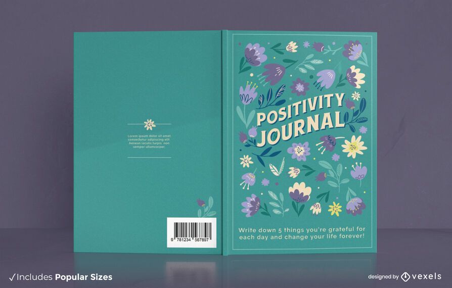 Positivity journal floral cover design Positivity journal floral cover design