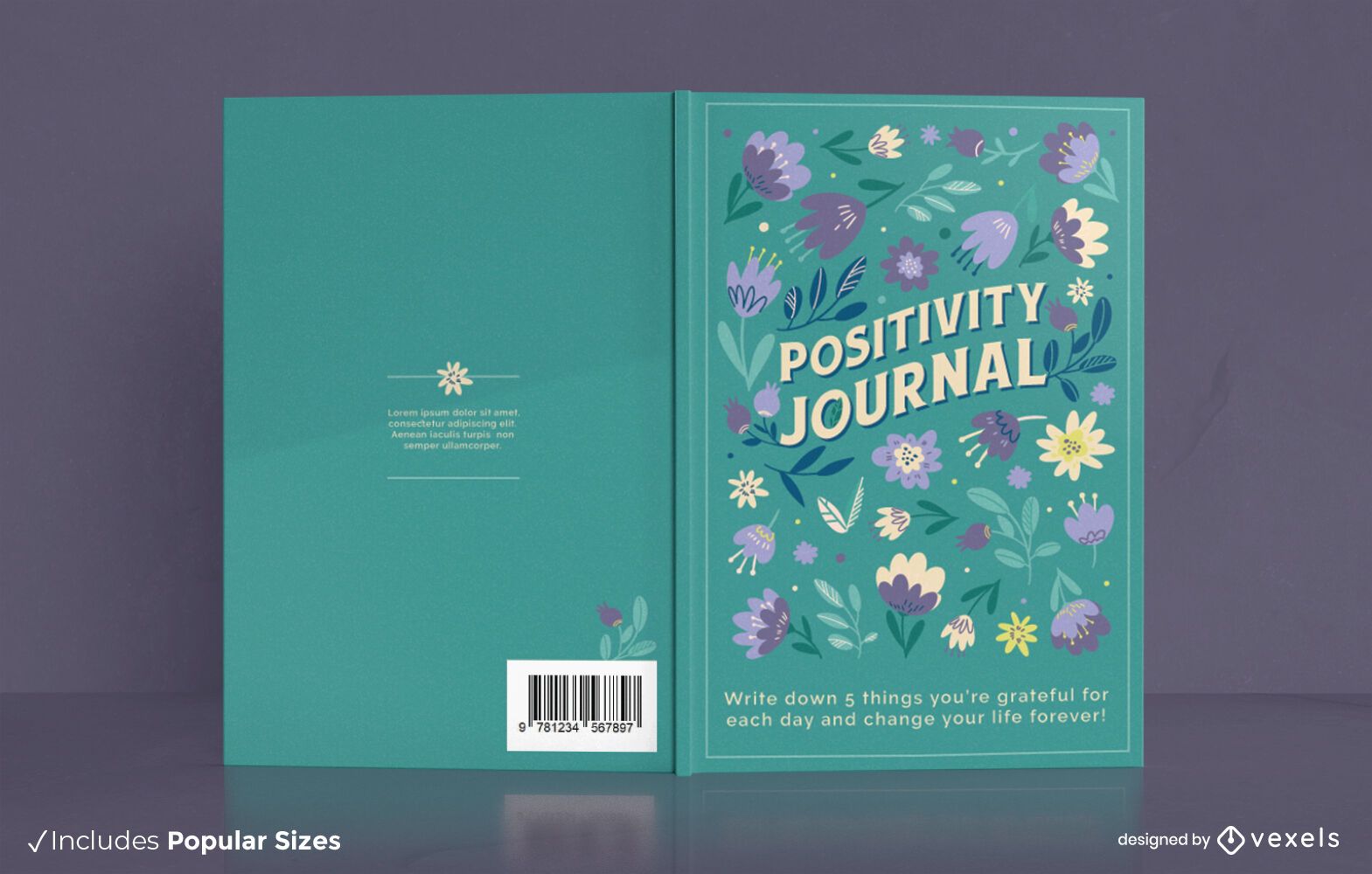 Diseño de portada floral de revista de positividad