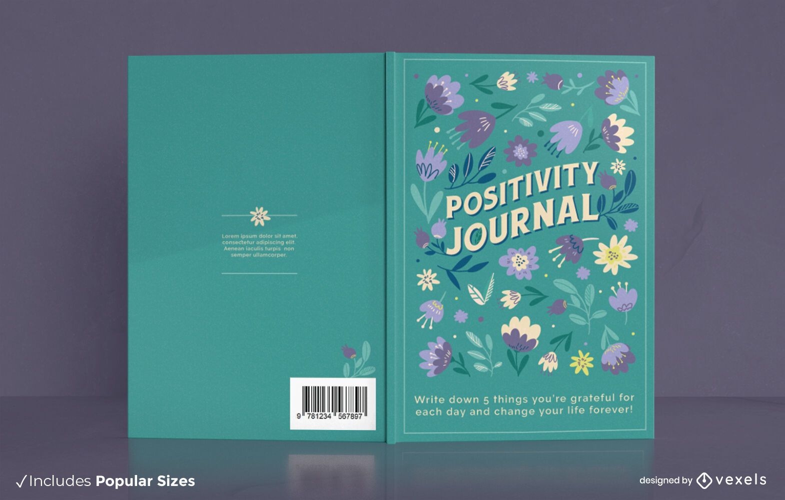 Positivity journal floral cover design