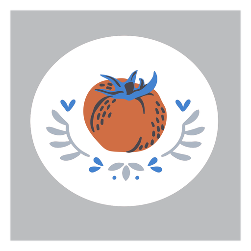 Ornamented tomato color doodle PNG Design