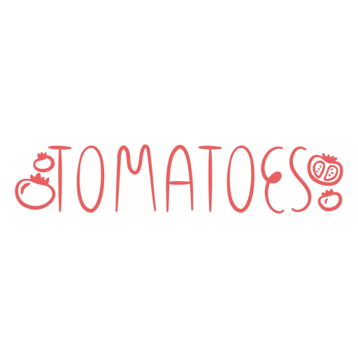 Tomatoes text doodle label PNG Design