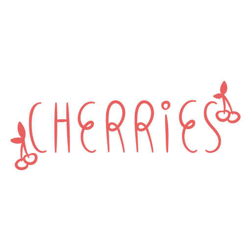 Cherries text doodle label PNG Design