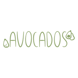 Avocados text doodle label PNG Design