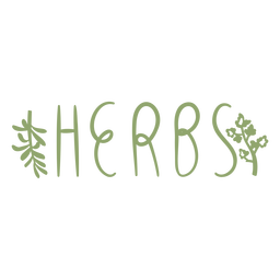 Herbs text doodle label PNG Design Transparent PNG