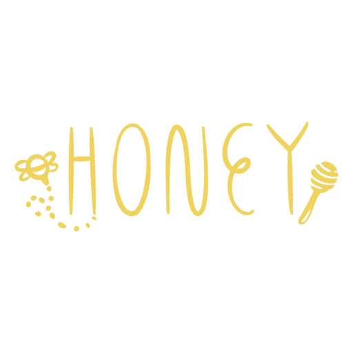 Honey text doodle label