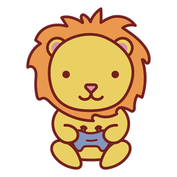 Baby lion cute animal gamer