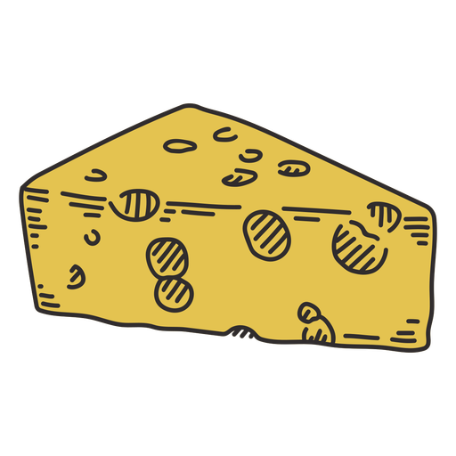 Cheese detailed color stroke PNG Design
