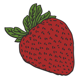 Leafy strawberry color stroke PNG Design Transparent PNG