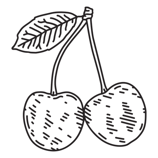 Pair of cherries hand drawn PNG Design