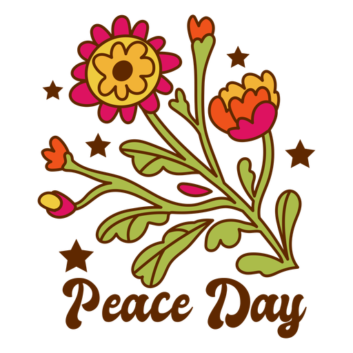 Peace day flowers badge PNG Design