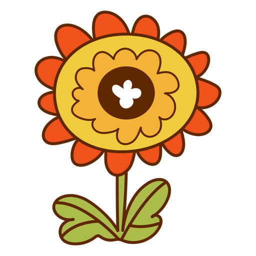 70s sunflower color stroke PNG Design