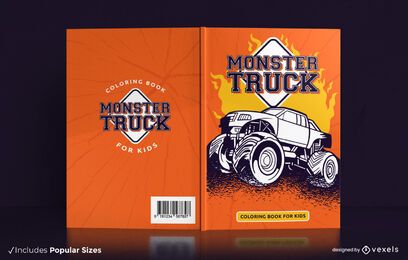 Diseño de portada de libro para colorear de Monster Truck Diseño de portada de libro para colorear de Monster Truck