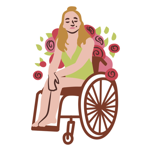 Woman in wheelchair flat PNG Design