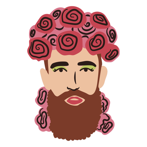 Queer man with roses flat PNG Design