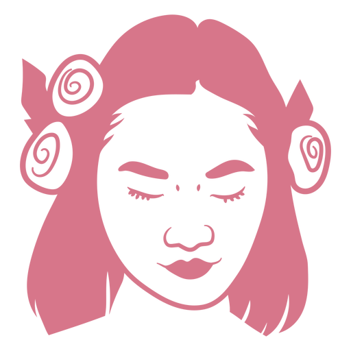 Girl face with flowers cut out PNG Design