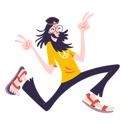 Homem hippie plano Desenho PNG