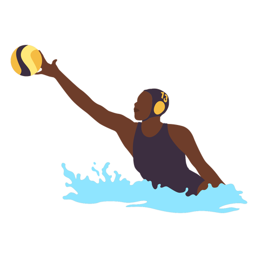 Garota de pólo aquático alcançando bola plana Desenho PNG