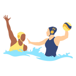 Waterpolo chicas en agua plana Diseño PNG