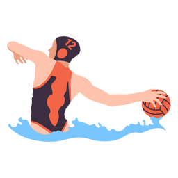 Waterpolo player girl with ball flat PNG Design